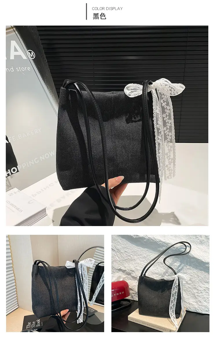 Light Blue Lace Tote Bag for Women — feature 11