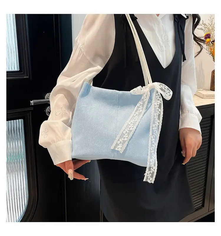 Light Blue Lace Tote Bag for Women — feature 19