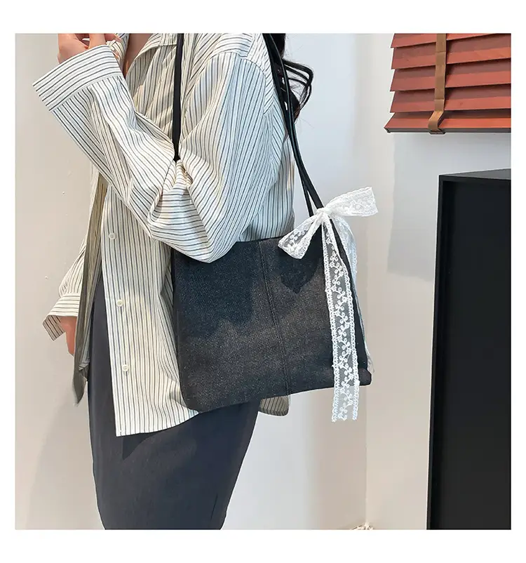 Light Blue Lace Tote Bag for Women — feature 23