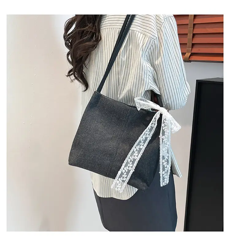 Light Blue Lace Tote Bag for Women — feature 25