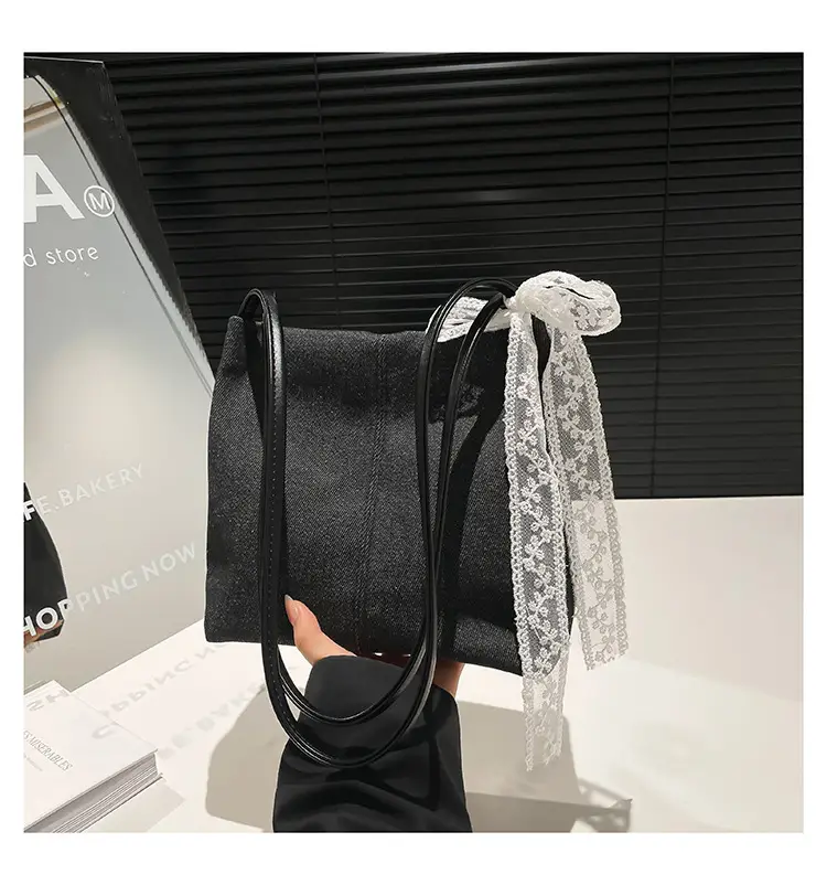 Light Blue Lace Tote Bag for Women — feature 26