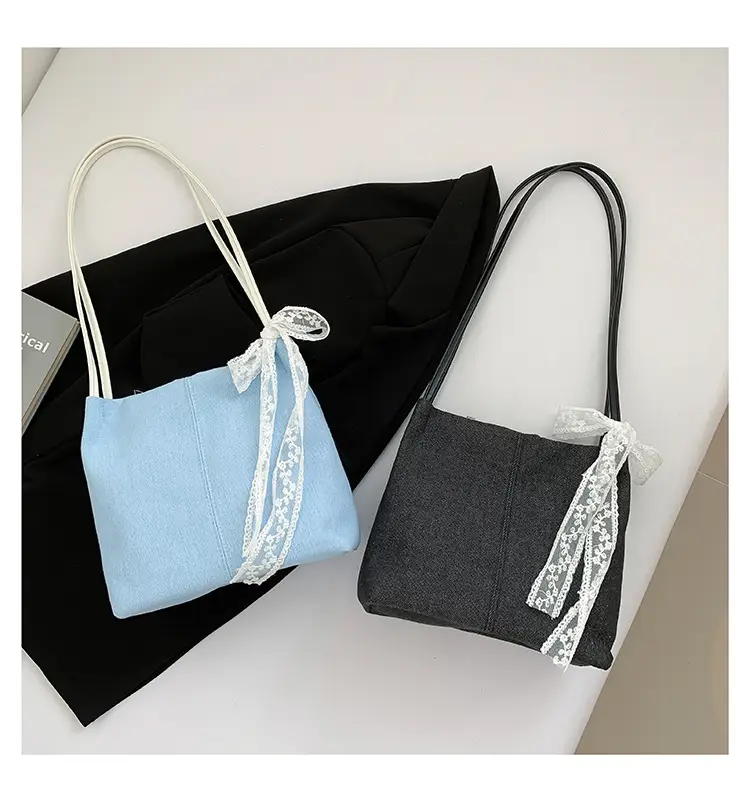 Light Blue Lace Tote Bag for Women — feature 29