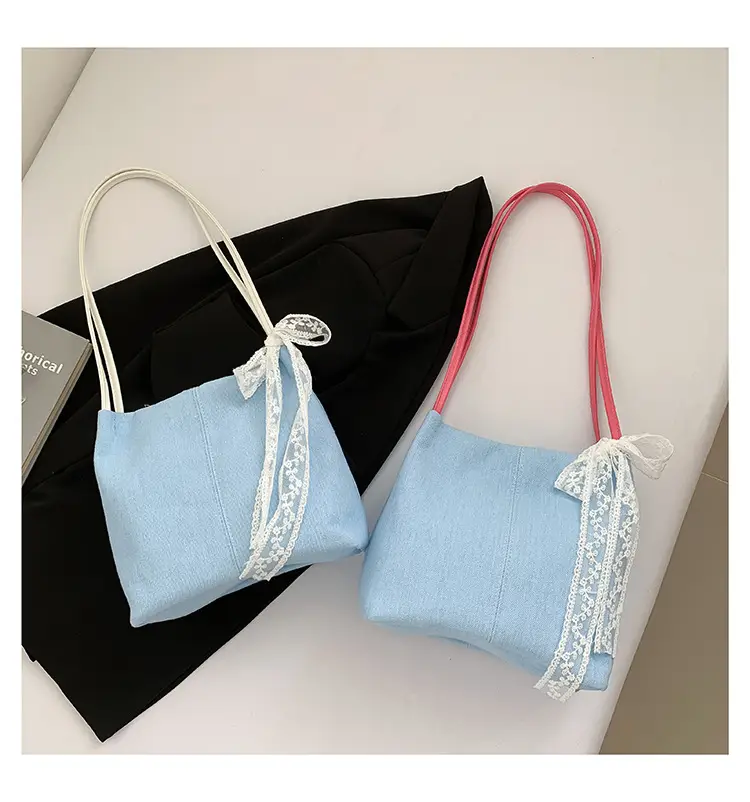 Light Blue Lace Tote Bag for Women — feature 30