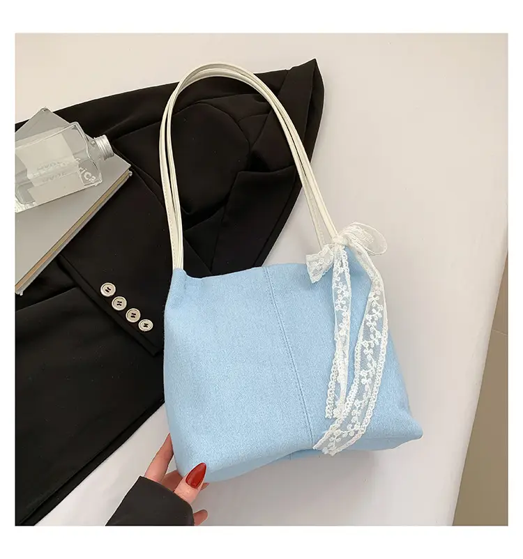Light Blue Lace Tote Bag for Women — feature 31