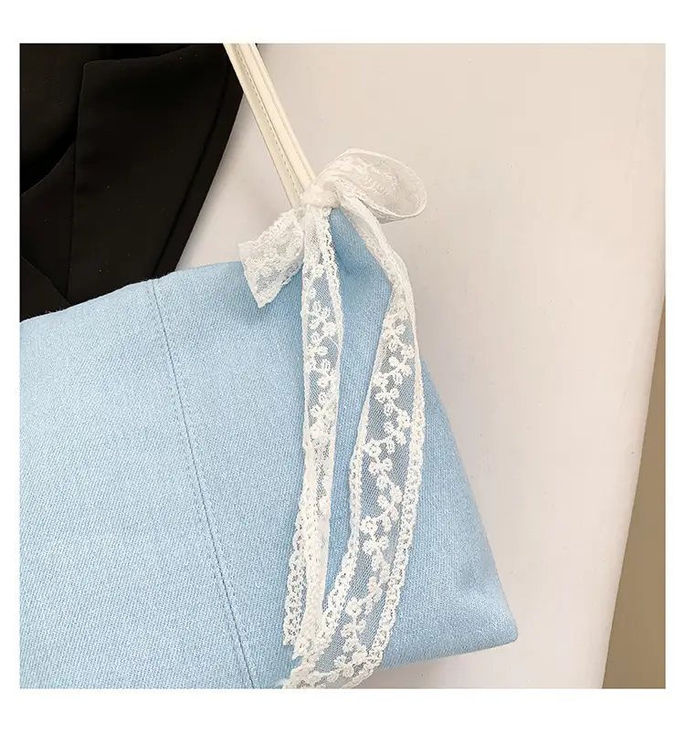 Light Blue Lace Tote Bag for Women — feature 33