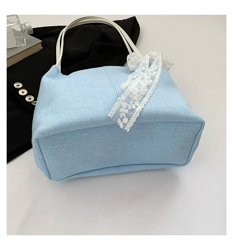 Light Blue Lace Tote Bag for Women — feature 35