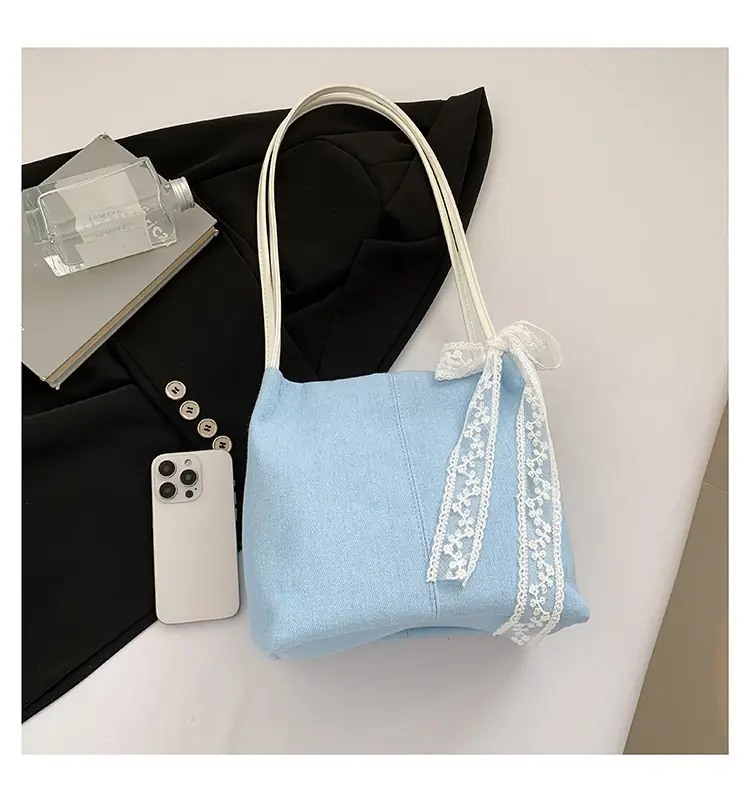 Light Blue Lace Tote Bag for Women — feature 36