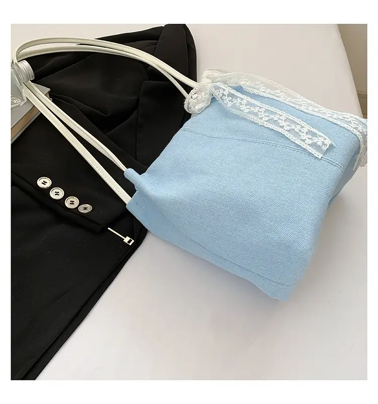 Light Blue Lace Tote Bag for Women — feature 37