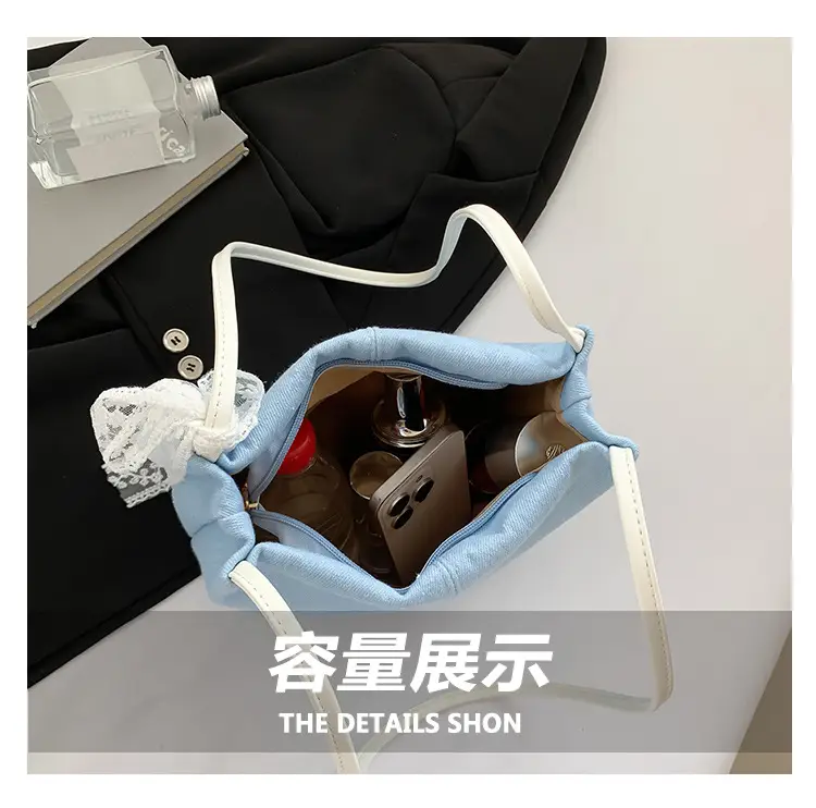 Light Blue Lace Tote Bag for Women — feature 8