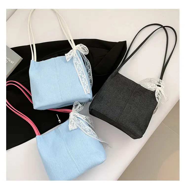 Light Blue Lace Tote Bag for Women — feature 9
