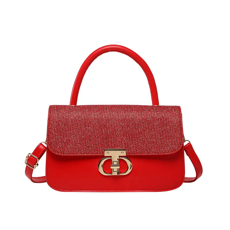 Red PU Textured Shoulder Bag for Women 2025 - Image 11