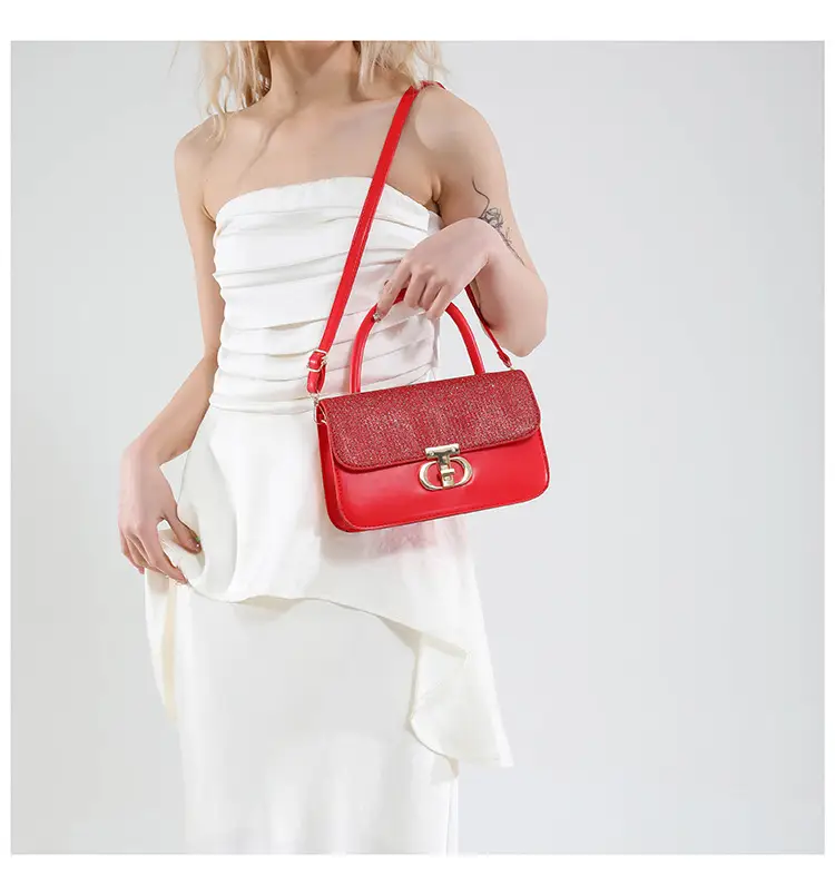 Red PU Textured Shoulder Bag for Women 2025 — feature 17