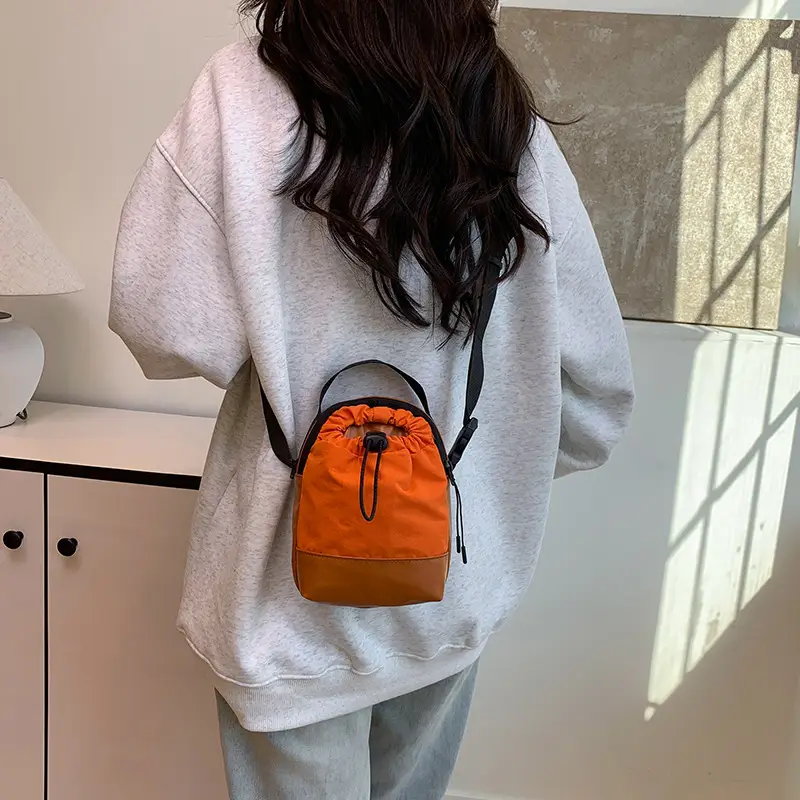 Black Drawstring Shoulder Bag for Men