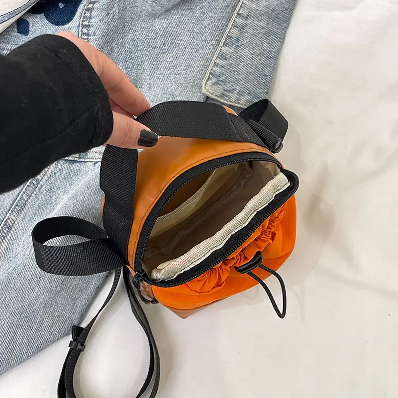 Black Drawstring Shoulder Bag for Men