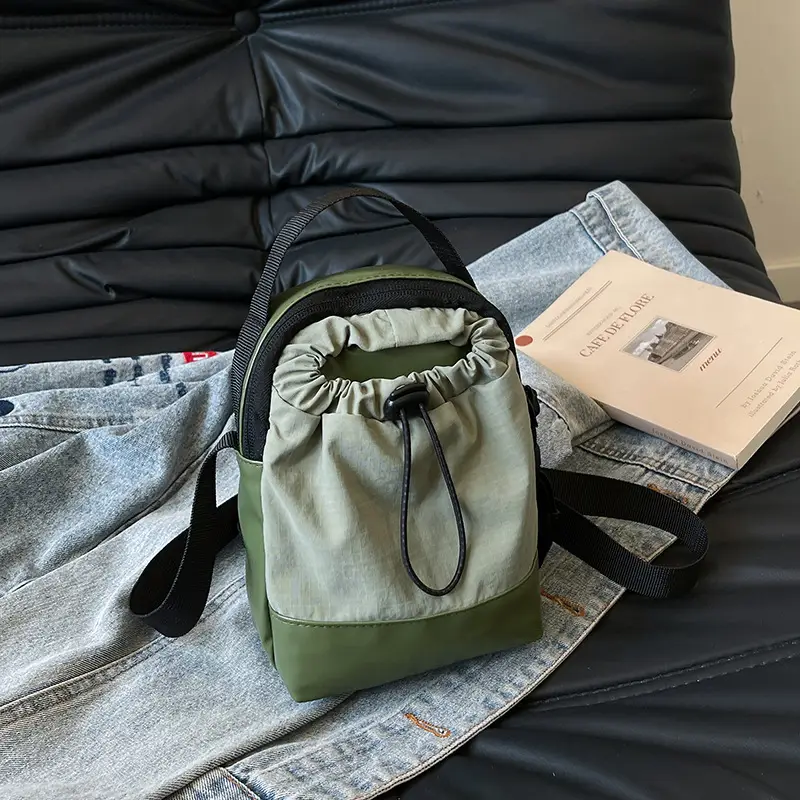 Black Drawstring Shoulder Bag for Men