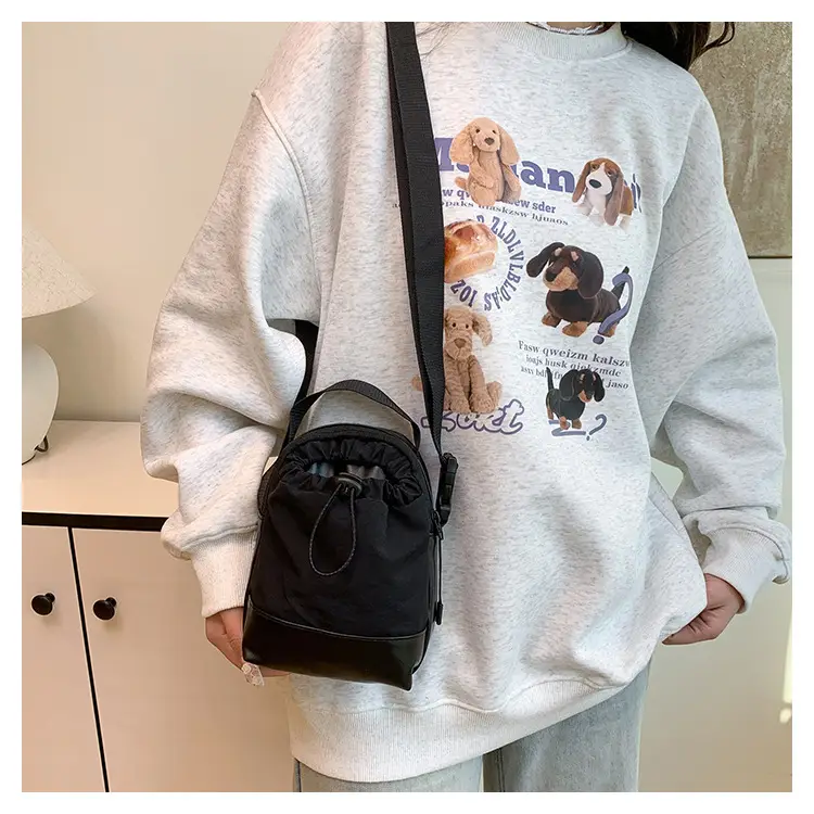 Black Drawstring Shoulder Bag for Men — feature 23