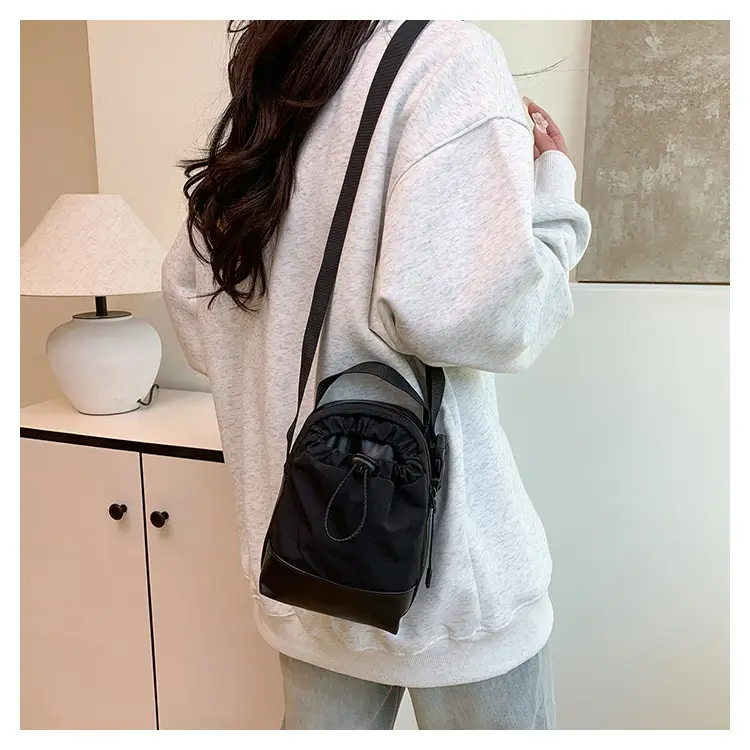 Black Drawstring Shoulder Bag for Men — feature 24