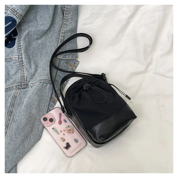 Black Drawstring Shoulder Bag for Men — feature 29