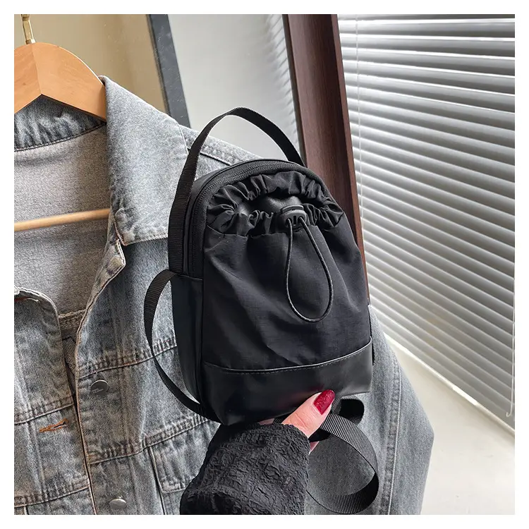 Black Drawstring Shoulder Bag for Men — feature 39