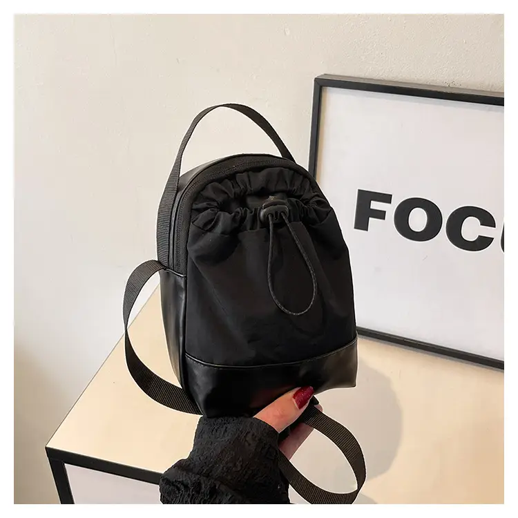 Black Drawstring Shoulder Bag for Men — feature 47
