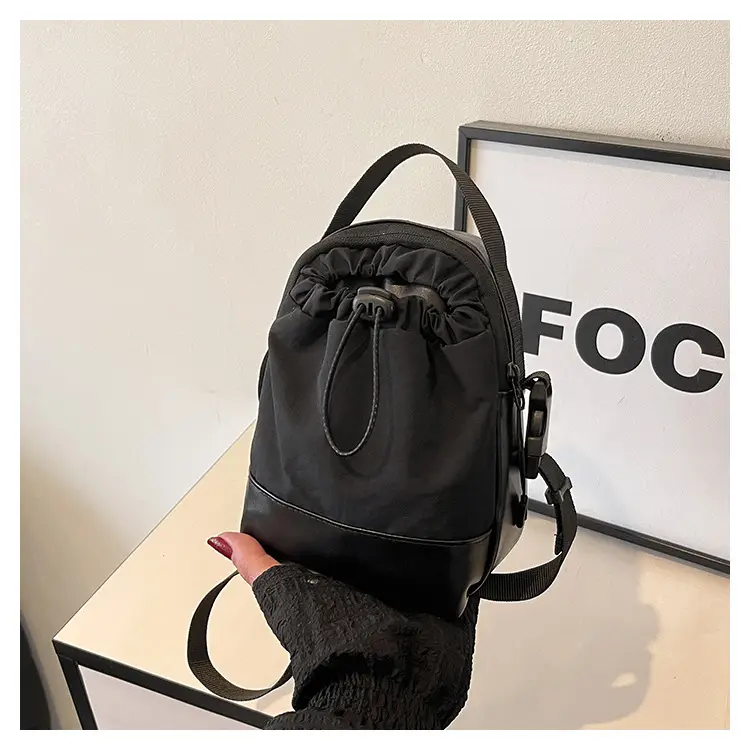Black Drawstring Shoulder Bag for Men — feature 48