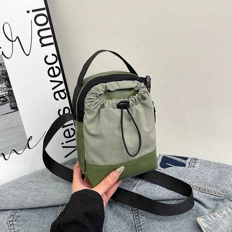 Black Drawstring Shoulder Bag for Men