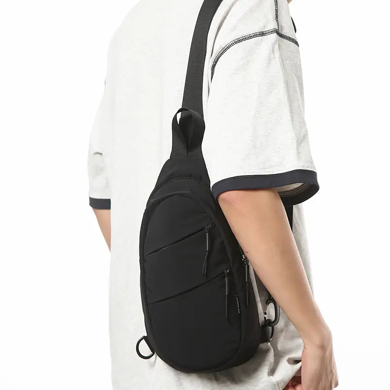Women's Diagonal Chest Bag Black White Travel Backpack - Image 8