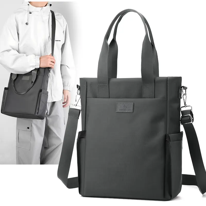 Men's Navy Blue 2025 Business Tote Bag with Shoulder Strap - Image 6