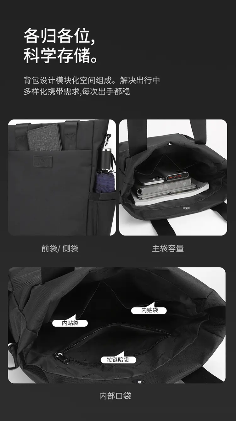 Men's Navy Blue 2025 Business Tote Bag with Shoulder Strap — feature 13