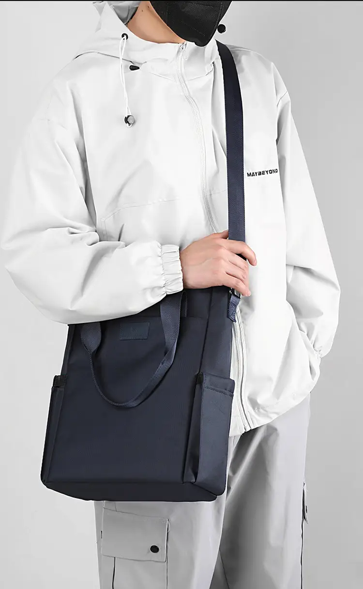 Men's Navy Blue 2025 Business Tote Bag with Shoulder Strap — feature 21