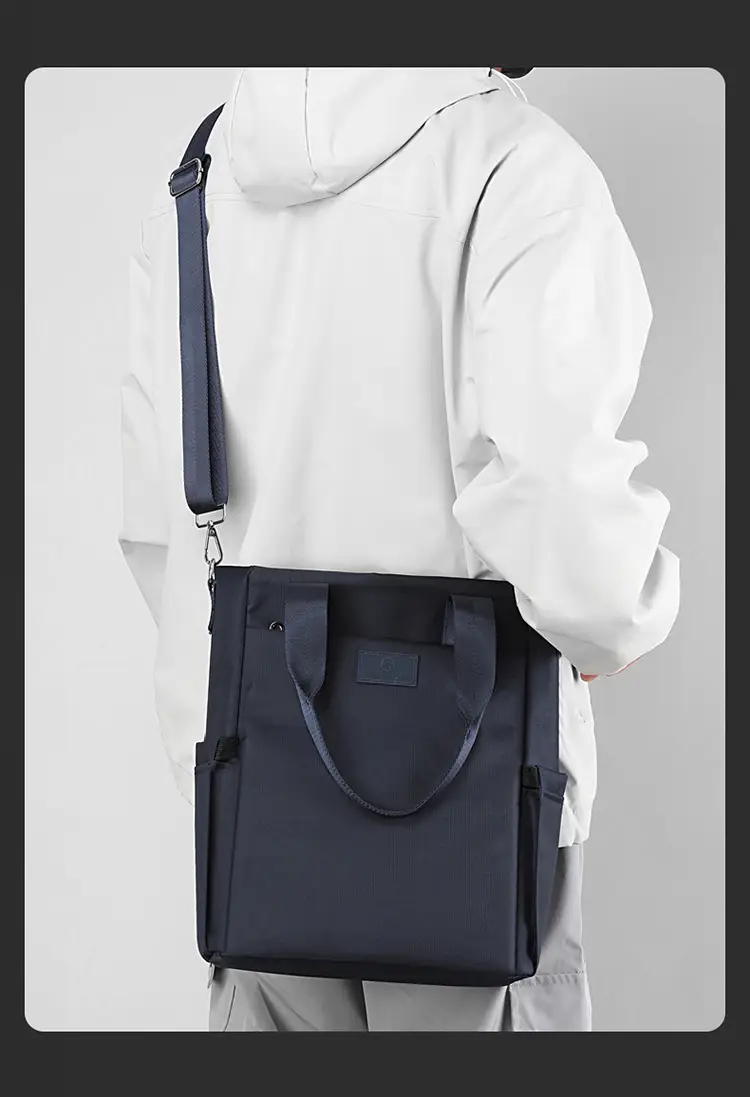Men's Navy Blue 2025 Business Tote Bag with Shoulder Strap — feature 22