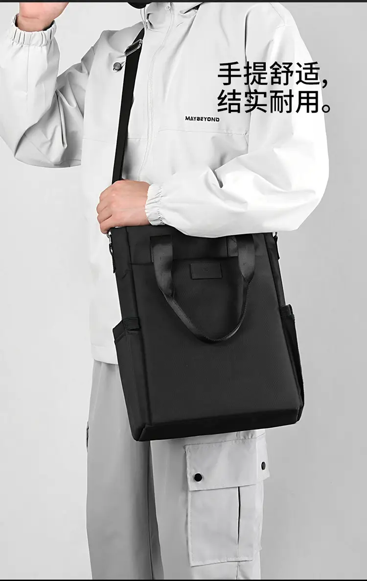 Men's Navy Blue 2025 Business Tote Bag with Shoulder Strap — feature 6