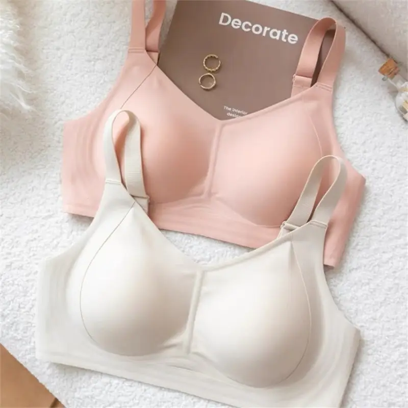 Full Cup Underwear Women's Thin Large Chest Small Breast Anti-Sagging Non-Steel Ring Seamless Sports Shock-Proof Bra