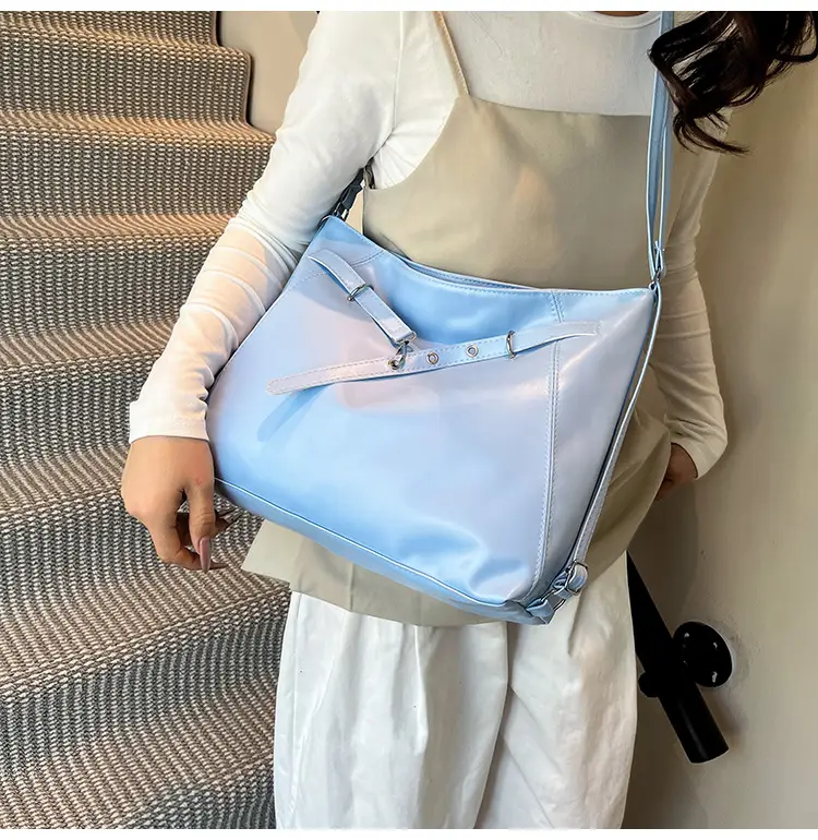 Pink Leather Shoulder Tote Bag with Pearl Lace — feature 19