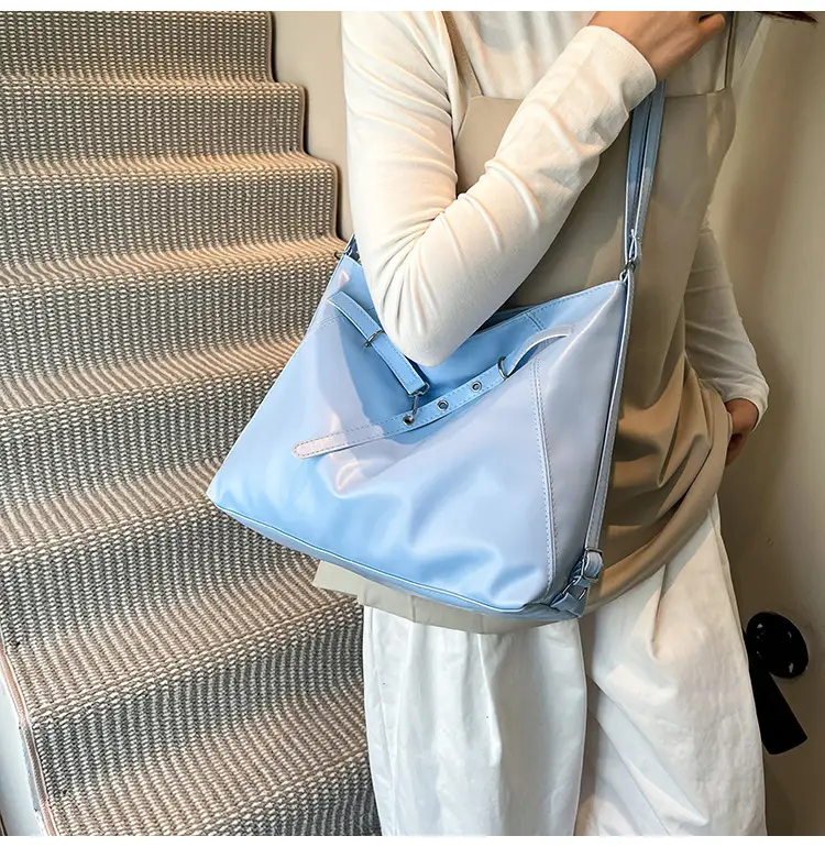 Pink Leather Shoulder Tote Bag with Pearl Lace — feature 21