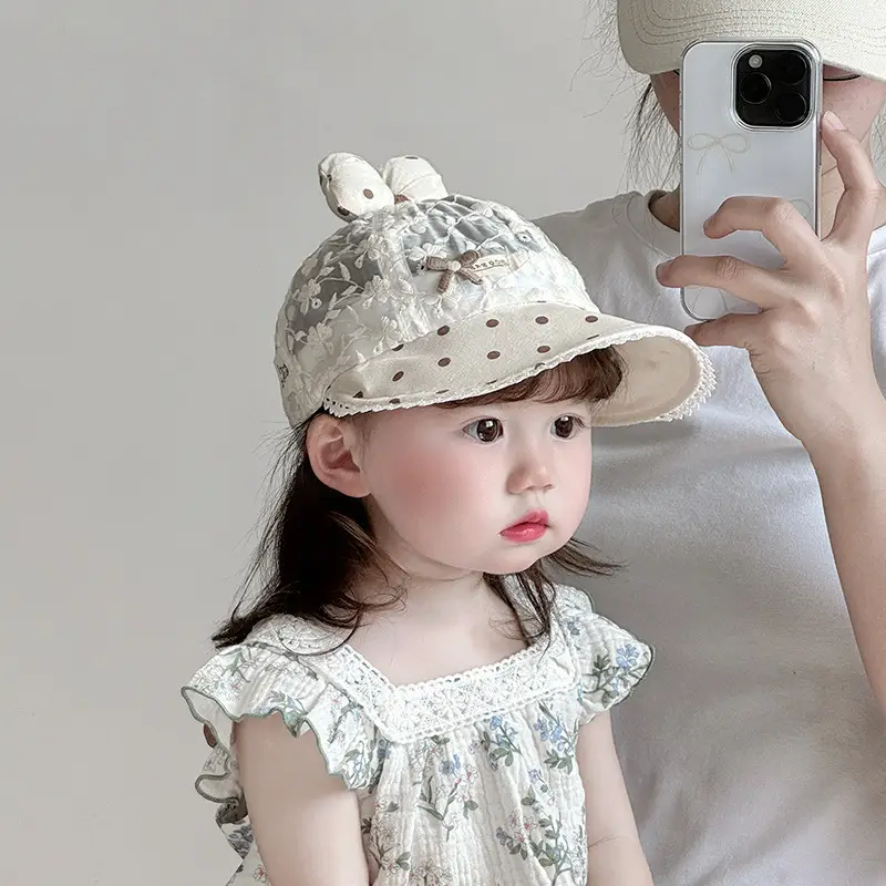Baby's Cute Cat Ears Sun Hat with Lace Trim