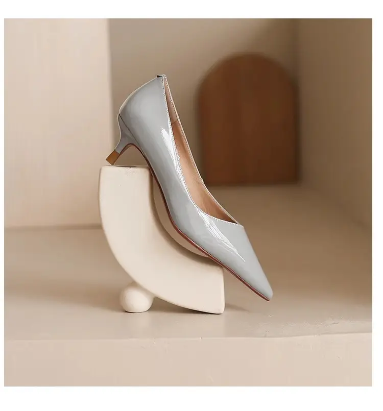 Nude Patent Leather Women's Heels Spring Autumn — feature 13