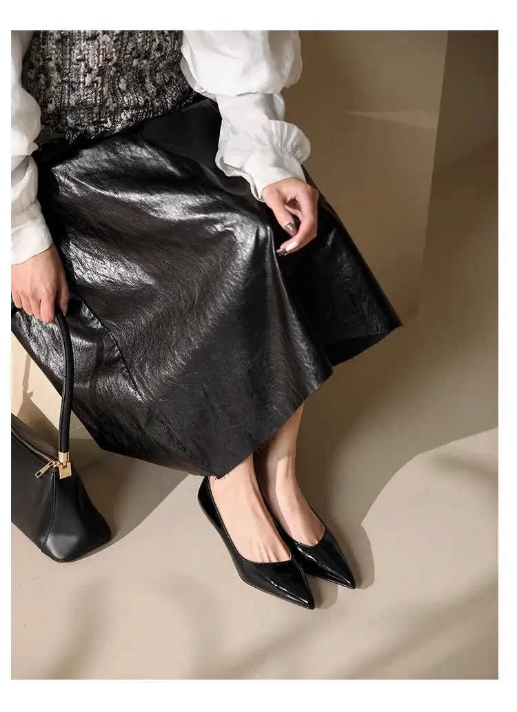 Nude Patent Leather Women's Heels Spring Autumn — feature 14