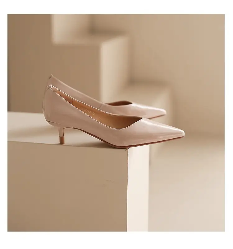 Nude Patent Leather Women's Heels Spring Autumn — feature 3