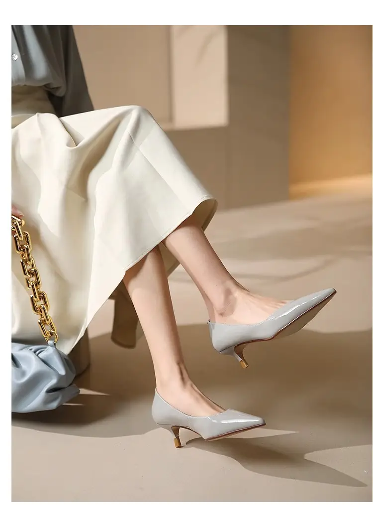 Nude Patent Leather Women's Heels Spring Autumn — feature 8