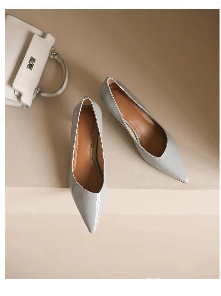 Nude Patent Leather Women's Heels Spring Autumn — feature 9