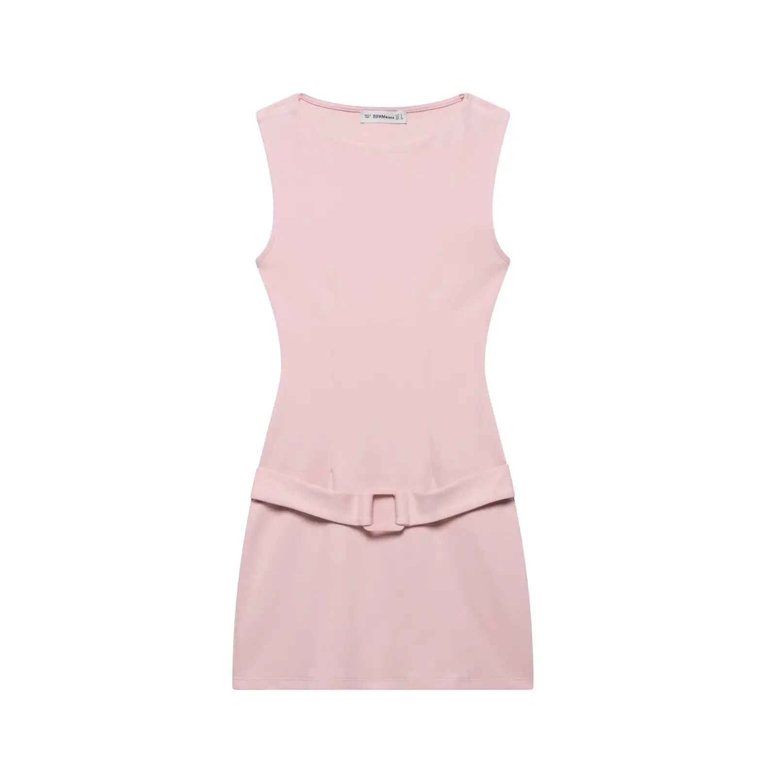 Women Sleeveless Belted Summer Tops Black Pink - Image 2