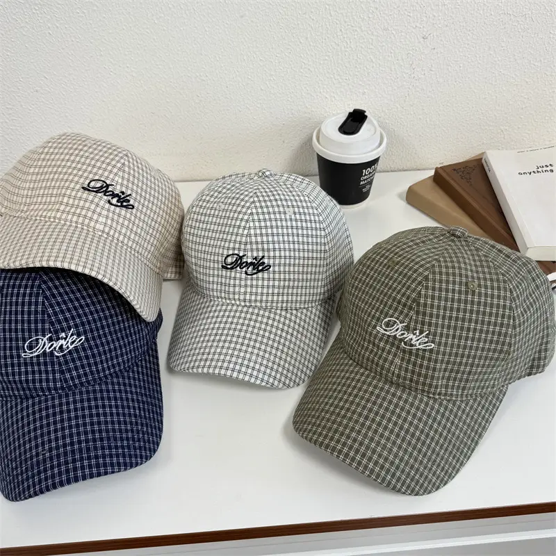2025 Spring Cap Women Letter Embroidered Plaid - Image 6