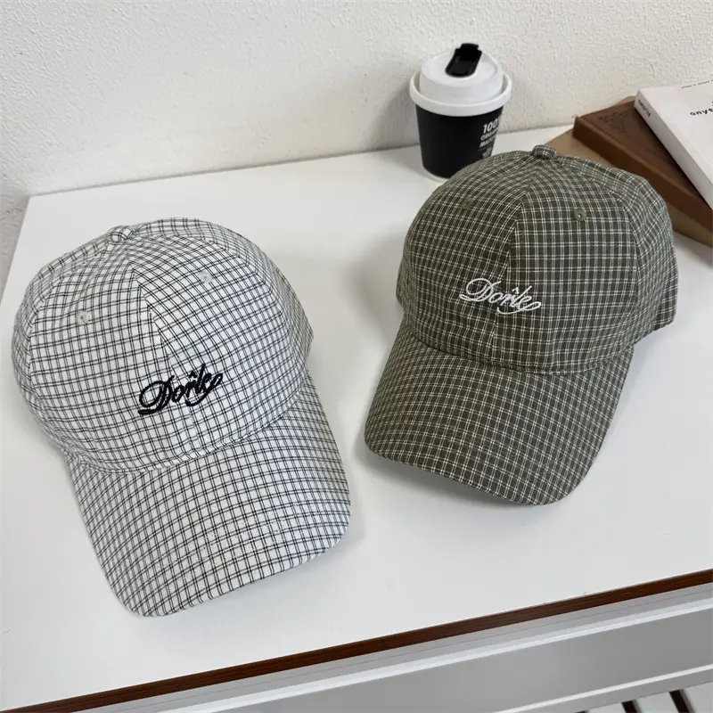 2025 Spring Cap Women Letter Embroidered Plaid - Image 7