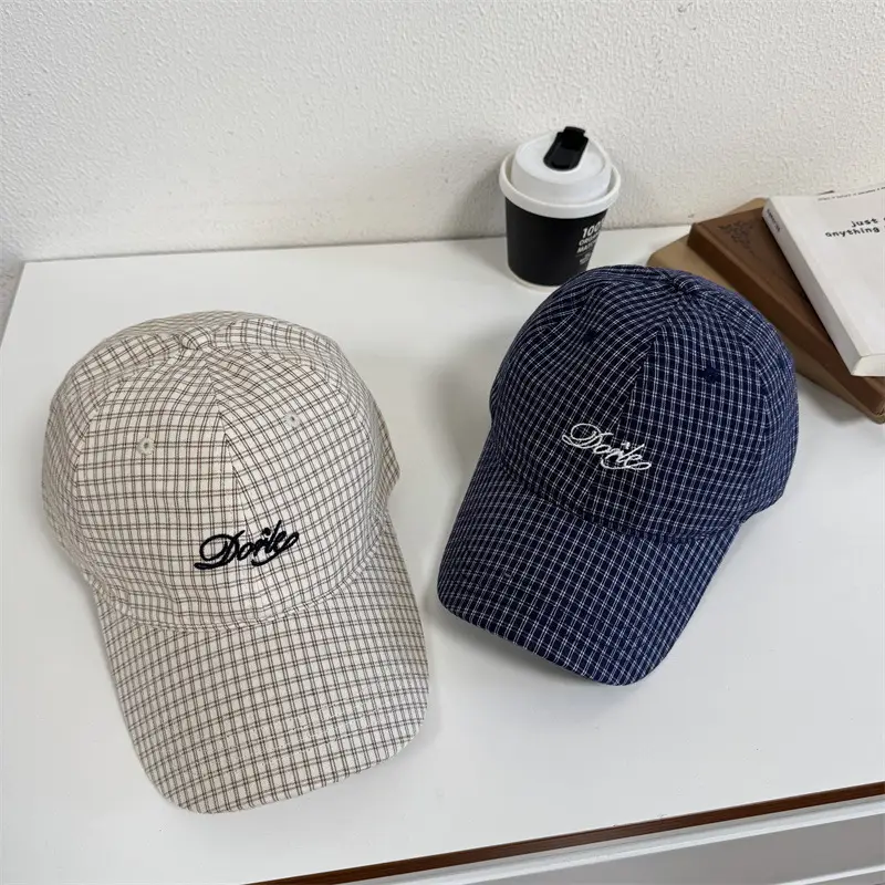 2025 Spring Cap Women Letter Embroidered Plaid - Image 8