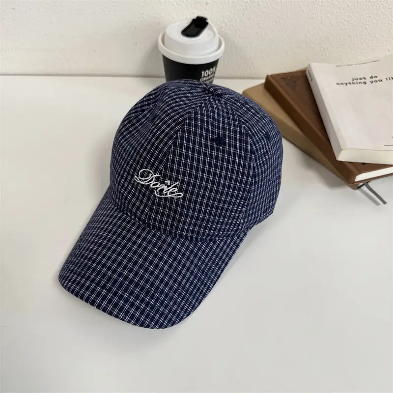 2025 Spring Cap Women Letter Embroidered Plaid - Image 3