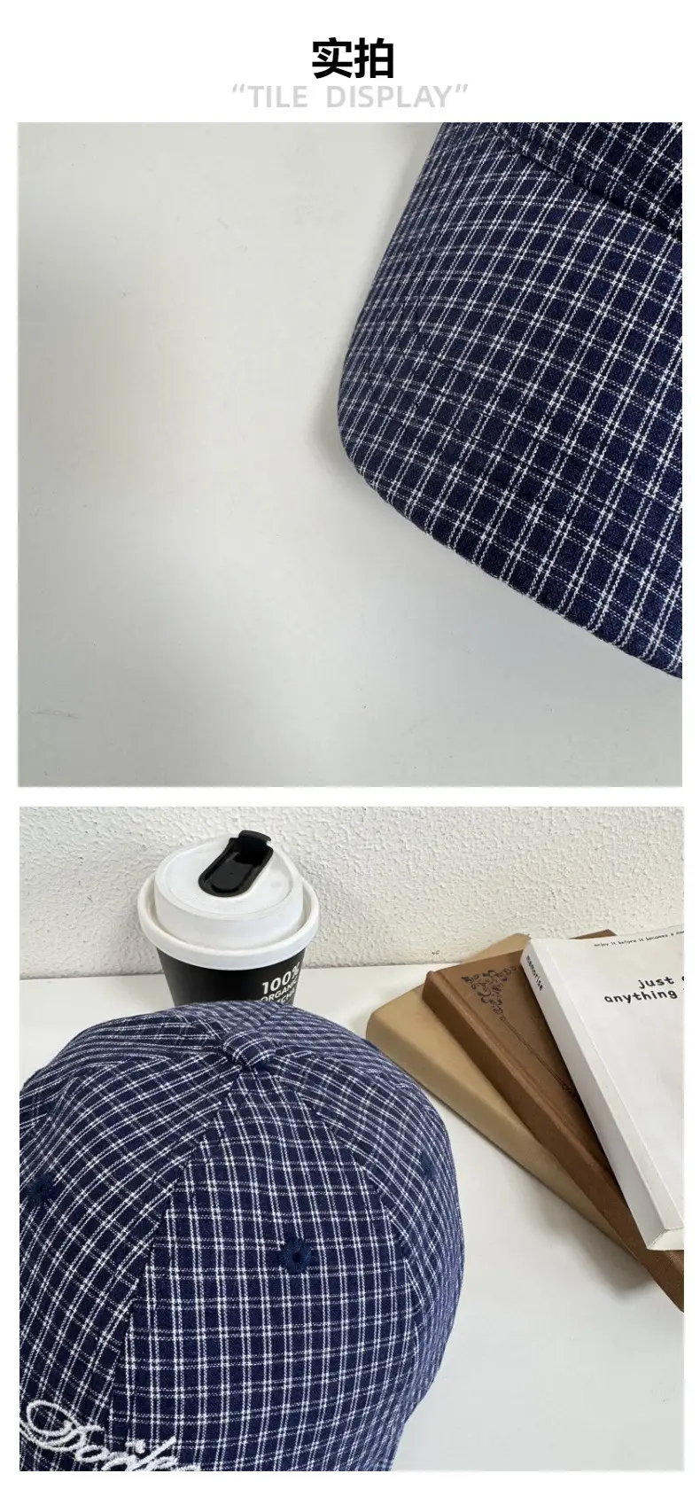2025 Spring Cap Women Letter Embroidered Plaid — feature 4