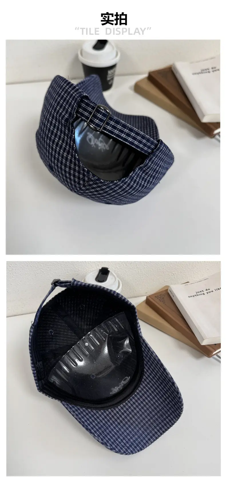 2025 Spring Cap Women Letter Embroidered Plaid — feature 5