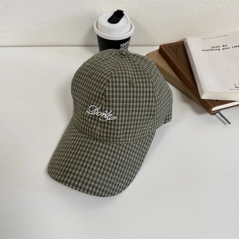 2025 Spring Cap Women Letter Embroidered Plaid - Image 2