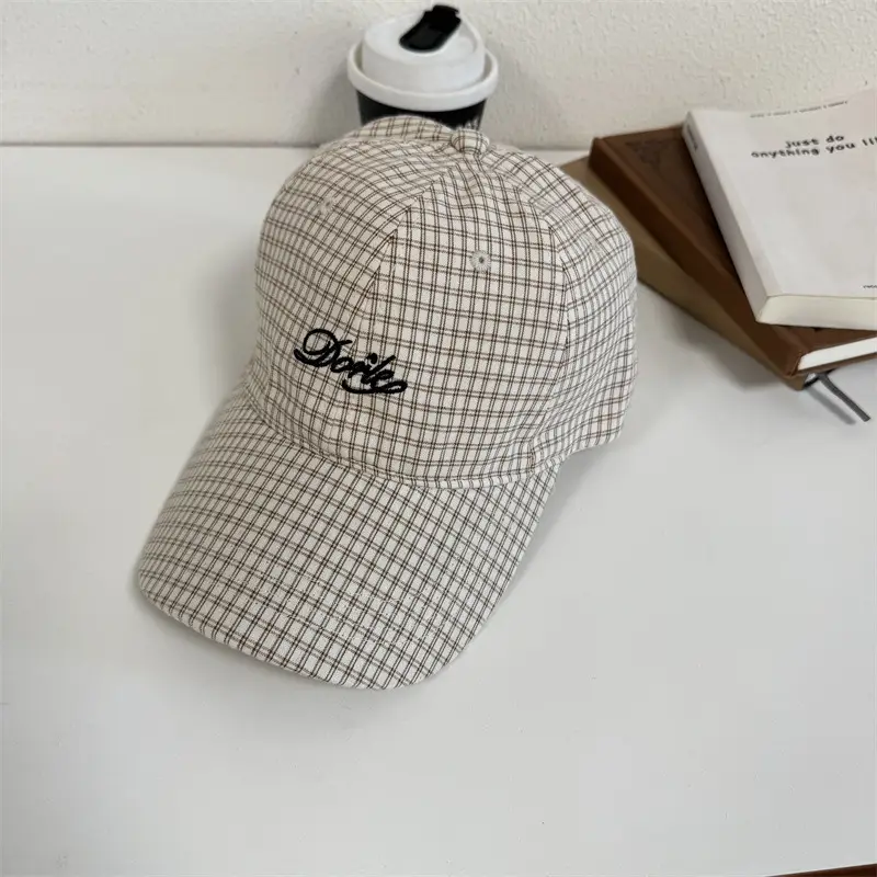 2025 Spring Cap Women Letter Embroidered Plaid - Image 4